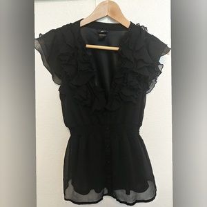 Black ruffled top